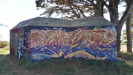 Street art sur un bunker à la Pointe de Kerpenhir à Locmariaquer
