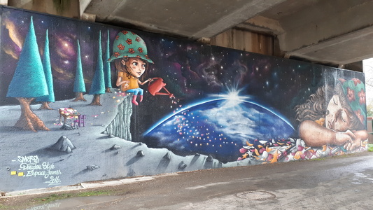 Fresque sous le pont du Maréchal-de-Lattre-de-Tassigny à Croissy