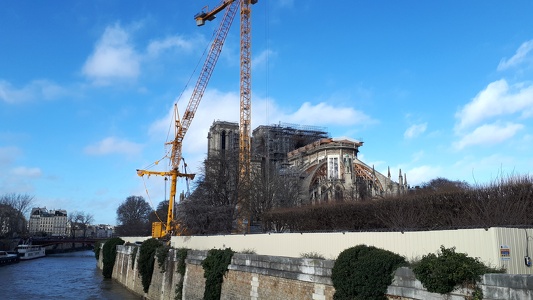 La Cathédrale Notre-Dame de Paris en travaux suite à l'incendie